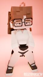 1girls 3d beltomnsfw blender blue_eyes blush brown_hair elli_(beltomnsfw) female glasses glasses_on_head horny_female looking_at_viewer microsoft mine-imator minecraft minecraft_xxx panties partially_clothed ponytail presenting_hindquarters presenting_pussy sex simple_background skirt skirt_lift skirt_up socks spread_legs square_head tagme vagina