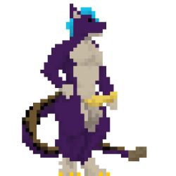 1:1 alpha_channel animal_genitalia anthro bethesda_softworks digital_media_(artwork) digitigrade fallout fur genitals gold_penis head_tuft leander_dk_(artist) low_res male male/male naga_serpentis night_stalker_(fallout) nude penis pixel_(artwork) purple_body purple_fur rattleyote sheath simple_background solo thumbnail transparent_background tuft