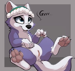 1girls 2019 absurd_res anus ass blue_eyes blush canine clitoris cub everest_(paw_patrol) fangs feet female feral flat_chest fur furry hi_res husky mammal multicolored_body multicolored_fur nordic_sled_dog open_mouth paw_patrol pawpads purple_body purple_fur pussy smitty_g solo spitz tail teeth text tongue two_tone_body two_tone_fur white_body white_fur young