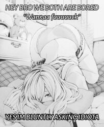 1boy 1femboy alarm_clock background bed bed_sheet bedroom big_ass big_butt black_and_white clock detailed_background face_on_pillow femboy feminine feminine_ass feminine_body feminine_male feminine_pose implied_male long_hair long_sleeves male male_only mobile_phone one_eye_covered one_eye_visible original panties pants pants_down pants_pull pants_pulled_down pants_removed phone pillow pillow_grab pillow_hug plushie solo solo_femboy solo_focus solo_male tagme tagme_(artist) tagme_(character) text unknown_artist unknown_source window