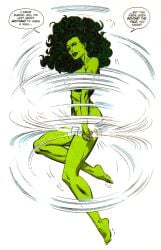 1990s 1992 1girls comic comic_page embarrassed embarrassed_nude_female enf english_text female female_focus female_only green_skin jump_rope marvel marvel_comics naked naked_female official_art she-hulk text the_sensational_she-hulk white_background