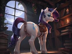 ai_generated animal_genitalia animal_pussy anus ass crotchboobs crotchboobs_visible_through_thighs equid equine equine_genitalia equine_pussy feral friendship_is_magic fur furry hasbro horn my_little_pony non-human_areolae purple_hair pussy quadruped rarity_(mlp) tail unicorn white_body white_fur