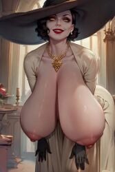 1girls ai_generated alcina_dimitrescu enormous_breasts gigantic_breasts hanging_breasts huge_ass looking_at_viewer pale_skin red_lipstick resident_evil resident_evil_8:_village shorter_than_10_seconds solo tagme video