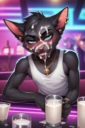 ai_generated drinking_milk feline gay milk