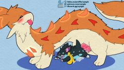 2024 anal bodily_fluids chillet cum dart_(syngie) feral generation_1_pokemon genital_fluids hi_res male male/male nidoran nidoran♂ nintendo pal_(species) palworld pocketpair pokemon pokemon_(species) size_difference syngie_(artist)