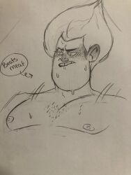 beating_meat chest disney freckles ginger_hair male_only masturbating masturbation moobs nipples nude pecs pectorals red_hair solo syndrome the_incredibles