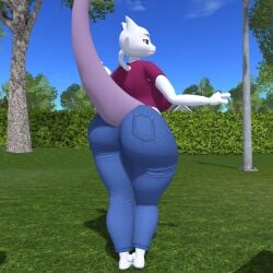 big_ass big_breasts breasts bubble_butt ferialexonar huge_ass mewtwo pokemon pokemon_(species) second_life thick_thighs wide_hips