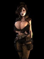 1girls 3d 3d_(artwork) alternate_breast_size arm_under_breasts asymmetrical_hair big_hips bikini_top black_bikini_top borderlands breasts_bigger_than_head breasts_bigger_than_torso cleavage clothed clothed_female female female_only female_solo fingerless_gloves gearbox_software gigantic_breasts gloves heavy_makeup hips hourglass_figure huge_breasts looking_at_viewer mad_moxxi metal_gear_solid metal_gear_solid_v pants quiet_(metal_gear)_(cosplay) skimpy skimpy_clothes slim_waist small_waist smile smiling smiling_at_viewer solo solo_female thick_thighs thighs thin_waist top_heavy top_heavy_breasts upper_body vaako wasp_waist wide_hips