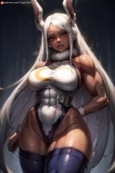 1girls abs ai_generated big_breasts bodysuit boku_no_hero_academia bunny bunny_ears bunny_girl bunnysuit cameltoe dark-skinned_female dark_skin female female_only large_breasts long_hair mirko miruko muscular muscular_female my_hero_academia red_eyes rumi_usagiyama seductive seductive_eyes seductive_look seductive_smile six_pack skin_tight skindentation smile smiling suit superheroine supr3metr thick_legs thick_thighs thigh_highs thighhighs thighs toned toned_female usagiyama_rumi white_hair