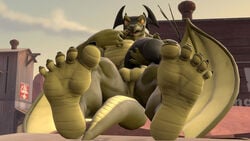 3d anthro big_(disambiguation) claws dragon feet fil finger_lick flaccid foot_focus horn hudson_(zp92) licking looking_at_viewer male male_only penis source source_filmmaker toe_claws tongue tongue_out