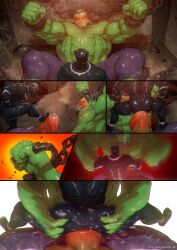 anal anal_sex balls bara big_penis black_panther_(marvel) boner comic erection gay green_skin hulk hulk_(series) male male_only marvel marvel_comics muscles muscular penis questionable_consent rokudenashi sex size_difference spread_legs teasing