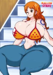 1girls ass big_ass big_breasts big_butt breasts fat_ass fat_butt female female_only huge_ass huge_breasts huge_butt jeans mallow_strife massive_ass massive_breasts massive_butt nami one_piece post-timeskip punk_hazard thick_ass thick_butt thick_thighs wink winking