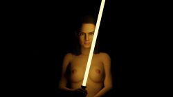 1girls 3d black_background blender breasts brown_hair dark_hair dark_room eyes female female_only hair holding_object holding_sword holding_weapon human human_only laser light light-skinned_female light_skin lighting lightsaber long_hair looking_at_viewer melee_weapon nipples nude nude_female nudity open_eyes rey solo star_wars straight_hair sword the_rise_of_skywalker upper_body weapon yellow_lightsaber