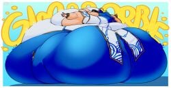 bbw big_ass big_belly big_breasts black_hair bloated_belly capcom chun-li fat female female_focus female_only huge_ass huge_belly huge_breasts hyper_ass immobile morbidly_obese morbidly_obese_female overweight plain_background sharkbubble street_fighter sweat sweatdrop tagme text twitter watermark