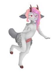 alpha_channel anthro bovid ear_piercing erection girly hair hi_res humanoid_penis kitshokat male mammal nude penis piercing pink_hair simple_background solo transparent_background