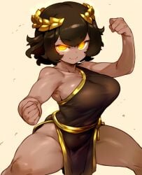 ai_generated breasts brown_hair emperor_lee goddess greek_clothing greek_goddess greek_mythology hestia_(greek_mythology) laurel_crown looking_at_viewer tagme toga