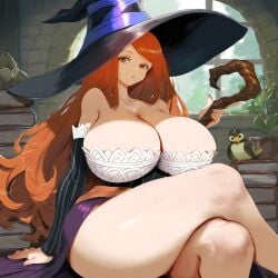 ai_generated amea ameanon cleavage sitting thick_thighs