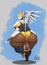 1girls ass ass_focus back_view fat_ass fat_thighs female female_only gigantic_ass huge_ass huge_hips mercy overwatch radicalsquidward solo solo_female standing weight_gain wide_hips