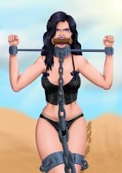 bondage bound chains collar desert female female_only femsub gag leash meowitzher metal_collar nail_polish outdoors painted_fingernails painted_nails png sand steel_bondage the_witcher_(series) yennefer yennefer_of_vengerberg