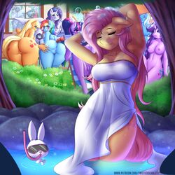 2019 ambiguous_gender angel_(mlp) anthro anus applejack_(mlp) areola ass ass_grab bathing blue_eyes blush bodily_fluids breasts bubble camera closed_eyes cutie_mark equid equine eyelashes feathered_wings feathers feet female fluttershy_(mlp) friendship_is_magic furry green_eyes group hands_behind_head highres humanoid_feet incest lagomorph leporid limestone_pie_(mlp) looking_at_viewer mammal mane_six_(mlp) marble_pie_(mlp) maud_pie_(mlp) my_little_pony nipples nude partially_submerged pie_sisters_(mlp) pinkie_pie_(mlp) pterippus purple_eyes pussy rabbit rainbow_dash_(mlp) rarity_(mlp) saliva saliva_string siblings sister sisters smile starlight_glimmer straight_hair text thighhighs trixie_(mlp) twilight_sparkle_(mlp) twistedscarlett60 url water wet window wings yuri