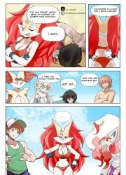 big_ass big_breasts bikini braixen bray's_mom bray_(lucyfercomic) breasts bubble_butt cinccino cleavage delphox female furry hisuian_zoroark huge_ass huge_breasts lucyfercomic pokemon pokemon_(species) thick_thighs wide_hips zoroark