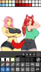 anthro big_ass big_breasts big_hips empress empress_of_light fairy fairy_wings furry goddess good_boy pink_hair pixel_art pixelated pointy_ears re-logic short_shorts shorts sports_bra sportswear tank_top terraria thick thick_thighs traced treinonsense white_skin white_washing whitewashed wolf_ears wolf_girl work_in_progress yellow_body zoologist_(terraria)