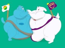 2girls barely_clothed exposed_breasts fat_fetish flag monster_girl nicole_watterson overweight overweight_anthro overweight_female sakenskunk sumo the_amazing_world_of_gumball toriel undertale