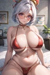 1girls ai_generated bikini cleavage collarbone female female_focus female_only huge_breasts large_breasts purah purah_(tears_of_the_kingdom) red_bikini red_eyes red_swimsuit skyysama solo swimsuit the_legend_of_zelda the_legend_of_zelda:_tears_of_the_kingdom white_hair