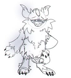 1boy anthro anthrofied blush claws coin erection feline fur furry grin half-closed_eyes horn horns humanoid_penis larger_male looking_at_viewer male mammal monochrome nintendo paws penis perrserker pokémon_(species) pokemon pokemon_ss sketch smile source_request teeth testicles toe_claws veins video_games