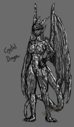 1girls 2019 anthro breasts claws crystal digital_media_(artwork) dragon female hi_res horn humanoid humanoid_pointy_ears looking_at_viewer medicinal_succ mineral_fauna monster_girl_(genre) nude pathfinder pussy simple_background sketch solo source_request text watermark wings