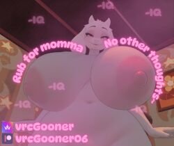 brain_drain caption deltarune iq_loss large_areolae large_breasts large_thighs mommy toriel undertale vrcgooner06 vrchat