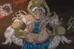 1girls after_rape after_vaginal blood cave crying crying_rape_victim defeated dominant_male female gangbang goblin goblin_male goblin_slayer gore multiple_boys penis priestess_(goblin_slayer) rape