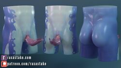 16:9 3d_(artwork) animal_genitalia animal_humanoid anthro biped blue_body blue_skin digital_media_(artwork) disembodied_penis erection genital_slit humanoid male male_only penis raxastake simple_background slit tapering_penis unusual_penis