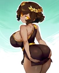 ai_generated big_ass big_breasts breasts brown_hair goddess greek_clothing greek_goddess greek_mythology hestia hestia_(greek_mythology) large_ass large_breasts laurel_crown tagme toga