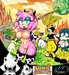 afrosoricid amy_rose animal_print anthro big_breasts blush bodily_fluids bracelet breasts canid canine clothing collar cow_print electronics eulipotyphlan eyeshadow female fennec_fox fox genitals gloves handwear hedgehog idw_publishing jewelry kitsunami_the_fennec legwear logo machine makeup mammal metal_sonic milk_carton monitor mountain planet pussy robot sega shonshadow signpost sonic_(series) sonic_the_hedgehog_(comics) sonic_the_hedgehog_(idw) sonic_the_hedgehog_(series) surge_the_tenrec sweat tails tenrec thigh_highs true_fox