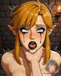 ahe_gao ahegao_face ai_generated ai_generated_sluts black_lipstick choked femboy goth link mascara mascara_tears