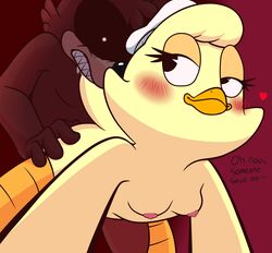 absurd_res animatronic anthro avian bird blush breasts canid canine chef_hat chica_(fazbear_&_friends) chica_(fnaf) chicken clothing digital_media_(artwork) fazbear_&_friends female five_nights_at_freddy's four-pundo fox foxy_(fnaf) galliform gallus_(genus) half-closed_eyes hat headgear headwear hi_res hotdiggedydemon machine male mammal phasianid robot straight video_games