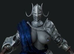 big_breasts blender breasts elden_ring female female_only fromsoftware model pahanrus2 pierced_nipples piercing rellana_twin_moon_knight shadow_of_the_erdtree t-pose