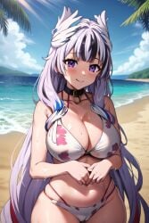 1girl 1girls ai_generated beach big_breasts blush busty choker fire_emblem fire_emblem_engage light_purple_hair pixai purple_eyes purple_hair seaside seductive seductive_eyes seductive_look seductive_smile self_upload sexy sexy_beach short_stack shortstack smile streaked_hair thick thick_thighs thighs thong thong_bikini very_long_hair veyle_(fire_emblem) white_bikini white_thong wide_hips