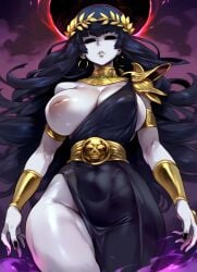 1girls ai_generated black_hair breasts breasts_out deity european_mythology female_only goddess greek_goddess greek_mythology hades hades_(mythology) mythology public_domain rule_63 tagme