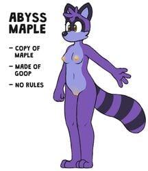 2019 abyss_maple anthro breasts domestic_ferret female fur mammal maple_(maypul_syrup) maypul_syrup model_sheet mouthless mustela mustelid musteline nipples nude pussy solo