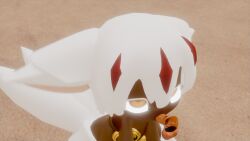 black_body blender blender3d blender_(software) blender_eevee blowjob bored_expression disembodied_penis faputa furry_ears made_in_abyss white_fur white_hair yellow_eyes