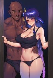 ai_generated nay_juno 1girl1boy 1girl 1girls 1boy1girl 1boy dark-skinned_male dark_skin cuckolding cuckold cheating netorare ntr sexy_pose sexy mihoyo hoyoverse genshin_impact raiden_shogun inminent_rape ai_assisted inminent_sex about_to_have_sex about_to_be_raped dark_room