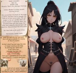 ai_generated angry anime bondage bondage bounty_hunters chains cute dark_hair edited fantasy female fictional goth market naked nude photoshop pussy_hair roleplay slave slavegirl slavery small_boobs small_breasts small_tits waifu yellow_eyes