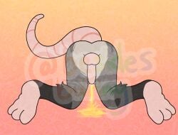 2024 3_toes american_opossum anthro ass balls bent_legs bent_over besidesbunny biped bodily_fluids colored didelphid digital_drawing_(artwork) digital_media_(artwork) erection feet fluffy fur genital_fluids genitals grey_body grey_fur hindpaw kneeling male mammal marsupial nude nude_anthro nude_male paws peeing penis puddle rear_view solo solo_focus tail theo_(besidesbunny) toes urine urine_on_ground urine_pool urine_stream watersports wetting