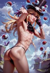 1boy ai_generated avery_(pokemon) blonde_hair femboy male male_only pokemon rcos solo solo_focus solo_male thong twink underwear yaoi