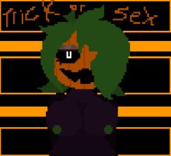 autumn green_hair halloween mature_female naked_female pixel_art pumpkin pumpkin_head purple_body smile staring_at_viewer teasing teasing_viewer white_pupils