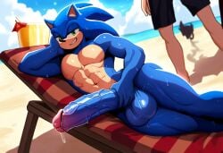 ai_generated big_penis large_penis long_penis male male_only male_solo muscles muscular muscular_male seductive solo sonic_(series) sonic_the_hedgehog sonic_underground veins veins_on_dick veiny_penis