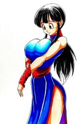 1girls area5169458561 big_penis breasts_squeezed_together chichi dragon_ball dragon_ball_z female fully_clothed huge_breasts top_heavy traditional_media_(artwork)