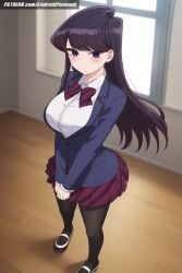 ai_generated aindroidparanoid ass bedroom big_ass big_breasts busty butt curvy cute fat_ass female female_only hips huge_ass huge_breasts huge_butt indoors komi-san_wa_komyushou_desu komi_can't_communicate komi_shouko komi_shuuko large_ass large_breasts large_butt long_hair pantyhose purple_eyes purple_hair school_uniform shirt skirt stable_diffusion straight_hair voluptuous